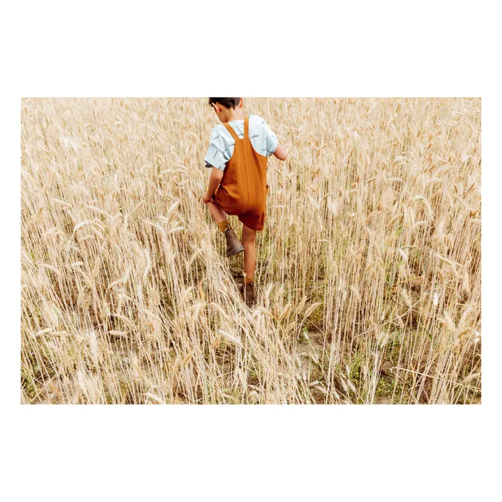 Organic Cotton Short Overalls | Camel- Product image n°3