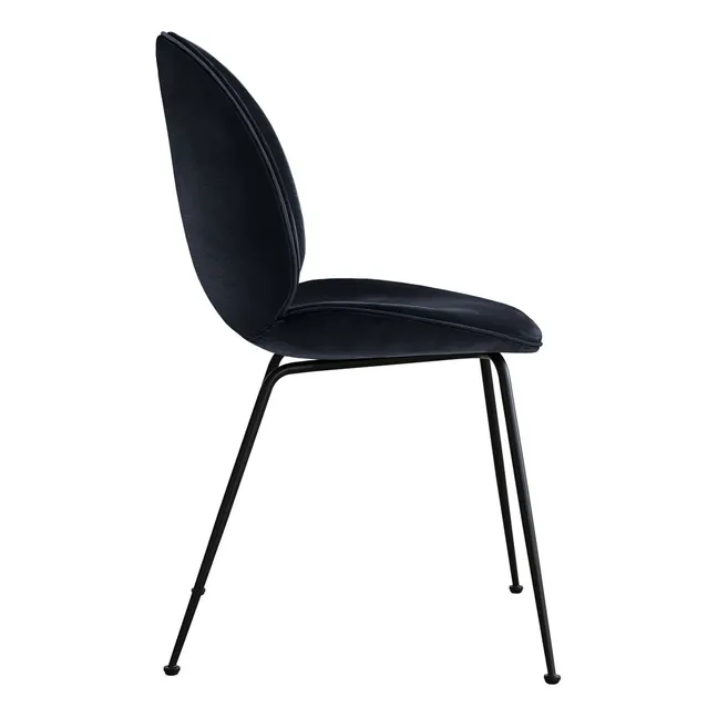Beetle Chair Upholstered in Velvet, Black Base - GamFratesi  | Navy blue