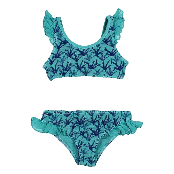 Bikini algodón orgánico Palmeras | Azul Turquesa- Imagen del producto n°0