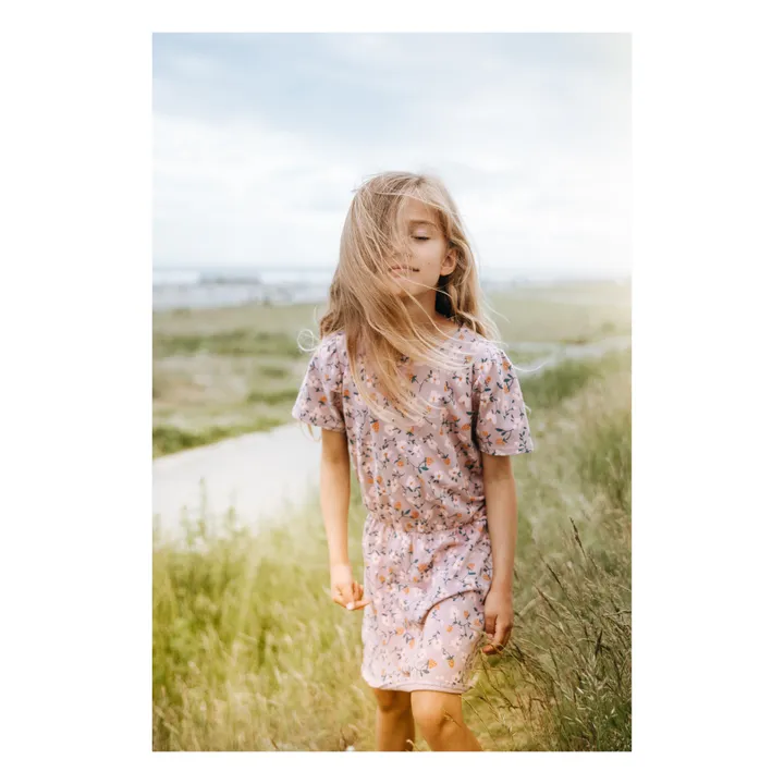 Hillaria Floral Pattern Organic Cotton Dress  | Peach- Product image n°1
