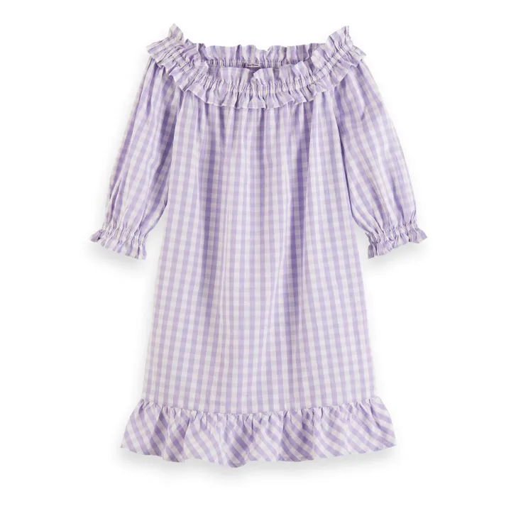 Organic Cotton Vichy Dress  | Lilac- Product image n°0