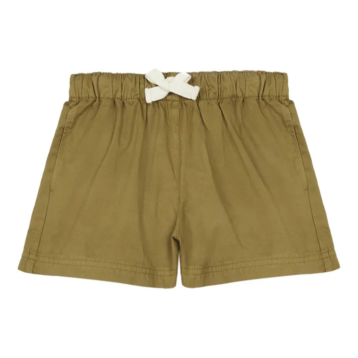 Shorts tinta unita in cotone bio | Verde militare- Immagine del prodotto n°0