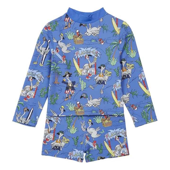 T-Shirt + Boxershorts UV-Schutz Recycling-Nylon Flamingo | Blau- Produktbild Nr. 0