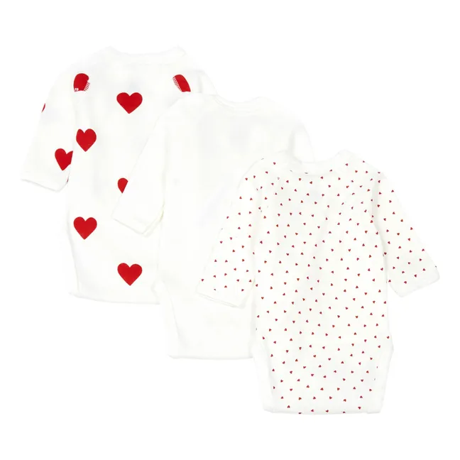 Lot 3 Bodies Cœur Croisés Coton Bio | Rouge