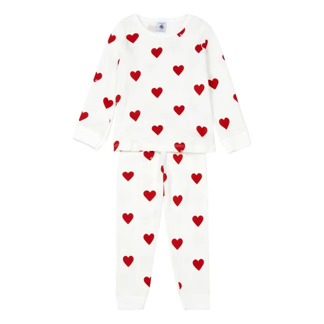 Pyjama Coeurs Coton Bio | Blanc