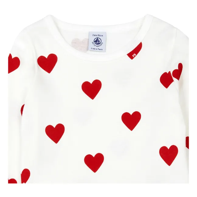 Pyjama Coeurs Coton Bio | Blanc