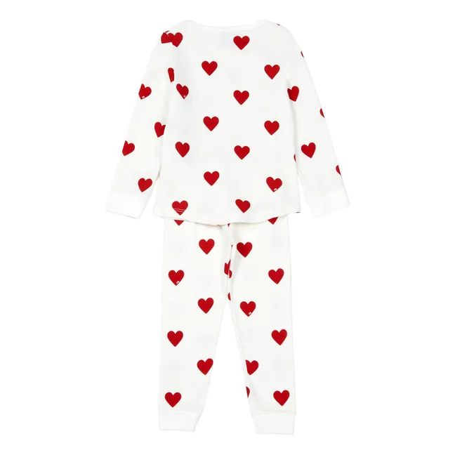 Pyjama Coeurs Coton Bio | Blanc