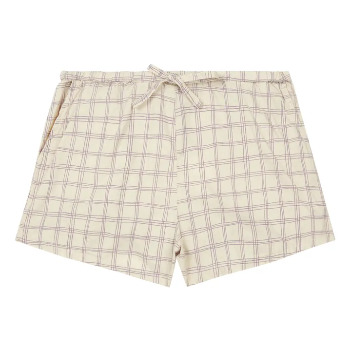 Shorts Cuadros algodón orgánico | Blanco- Imagen del producto n°0