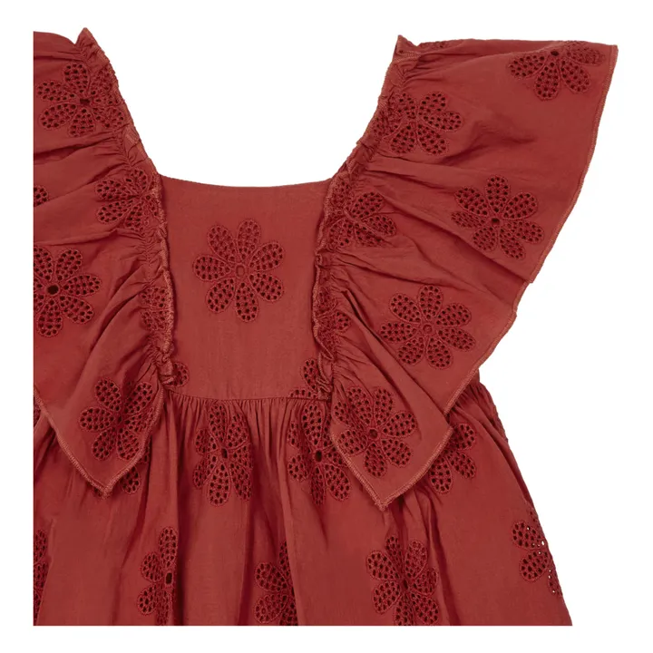 Vestido bordado inglés | Rojo ladrillo- Imagen del producto n°1