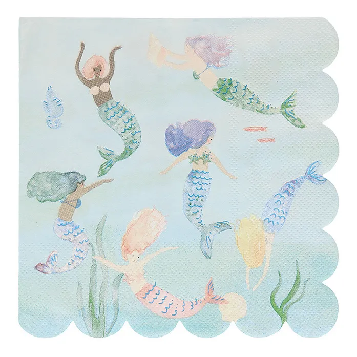 Mermaid Paper Serviettes - Set of 16- Product image n°0