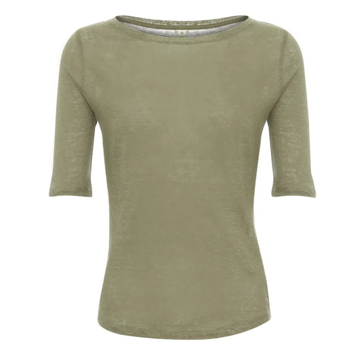 T-shirt Seas in lino - Collezione Donna  | Verde oliva- Immagine del prodotto n°0