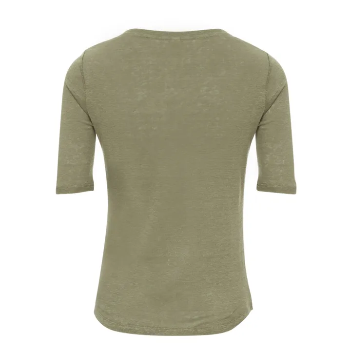 T-shirt Seas in lino - Collezione Donna  | Verde oliva- Immagine del prodotto n°5