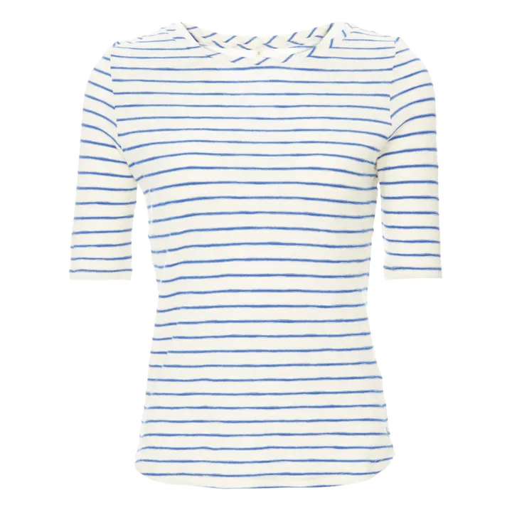 Camiseta Seas Lino a rayas - Colección Mujer  | Azul- Imagen del producto n°0