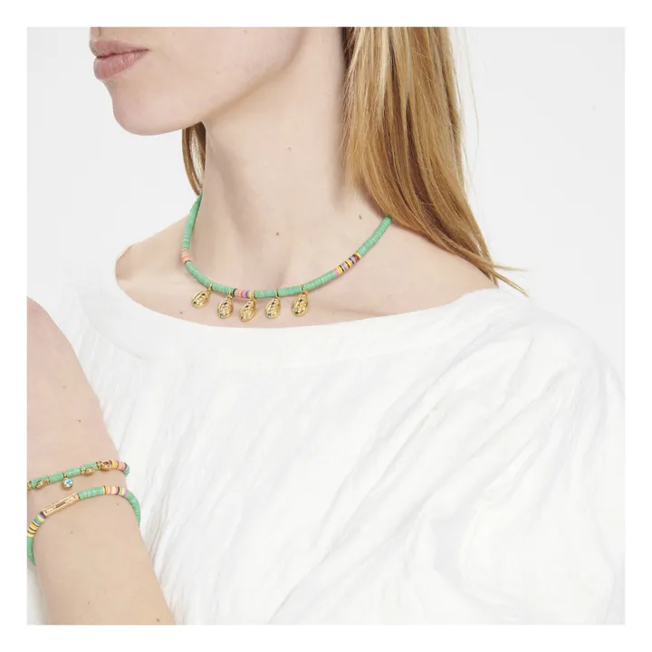 Collar Heishi 5 Borlas | Verde- Imagen del producto n°1