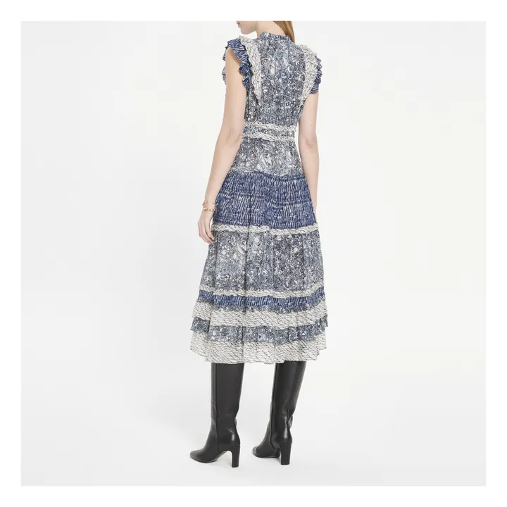 Kiri Marble Patchwork Dress  | Indigo blue- Product image n°3