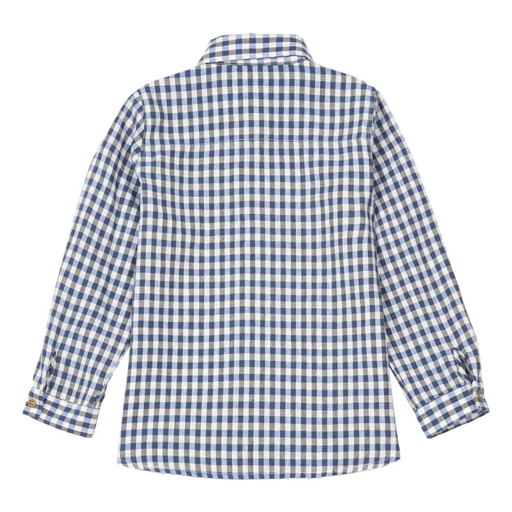 Hemd Leinen und Baumwolle Vichy | Blau- Produktbild Nr. 2