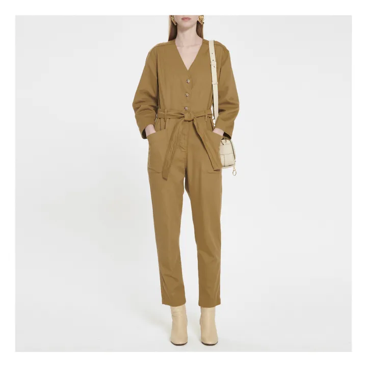 Tyra Cotton Twill Jumpsuit | Khaki brown- Product image n°1
