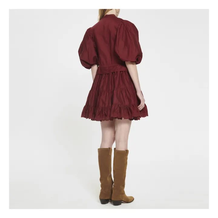 Kleid mit Rüschen | Burgunderrot- Produktbild Nr. 5