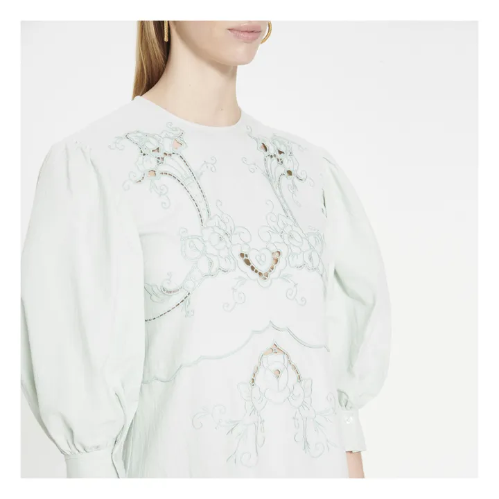 Embroidered Dress | Green water- Product image n°5