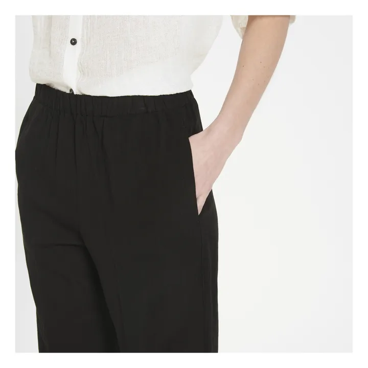 Pantalones elásticos mezcla de lino  | Negro- Imagen del producto n°3