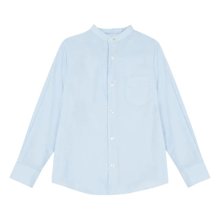 Camicia di velo di cotone con colletto Mao | Azzurro- Immagine del prodotto n°0
