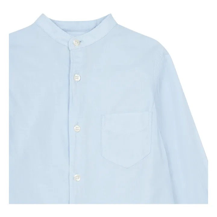 Camicia di velo di cotone con colletto Mao | Azzurro- Immagine del prodotto n°1