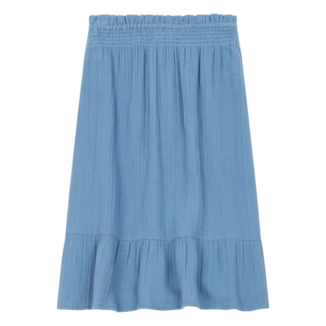 Falda larga de gasa de algodón | Azul