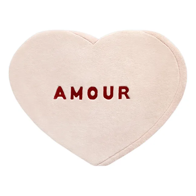Tapis Cœur Amour en laine | Rose
