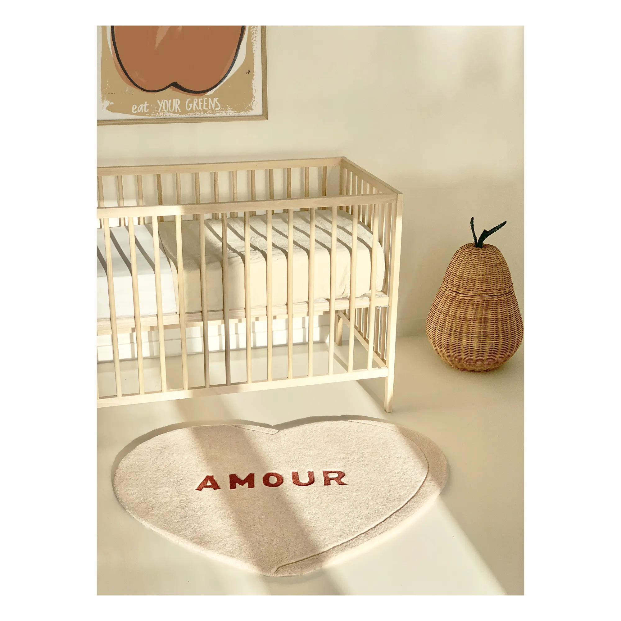 Tapis Cœur Amour en laine | Rose- Image produit n°1