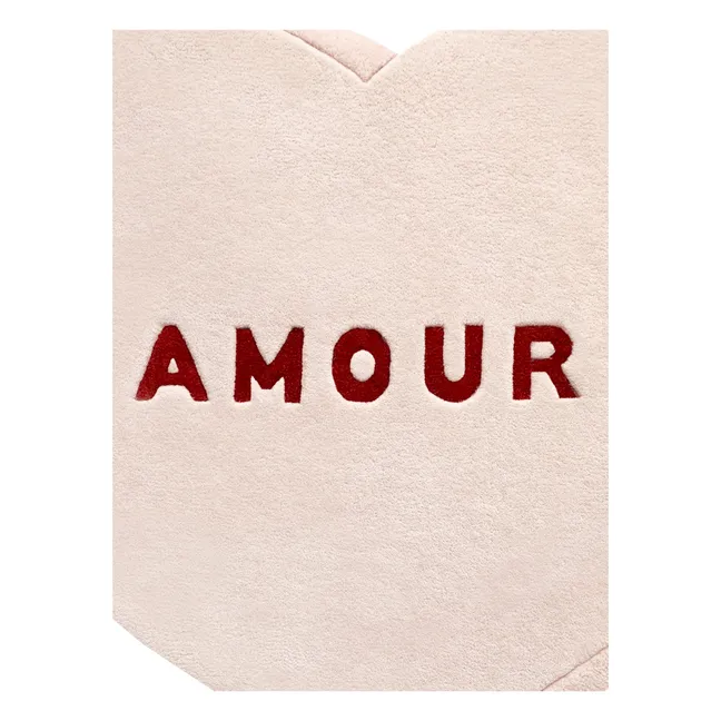 Tapis Cœur Amour en laine | Rose