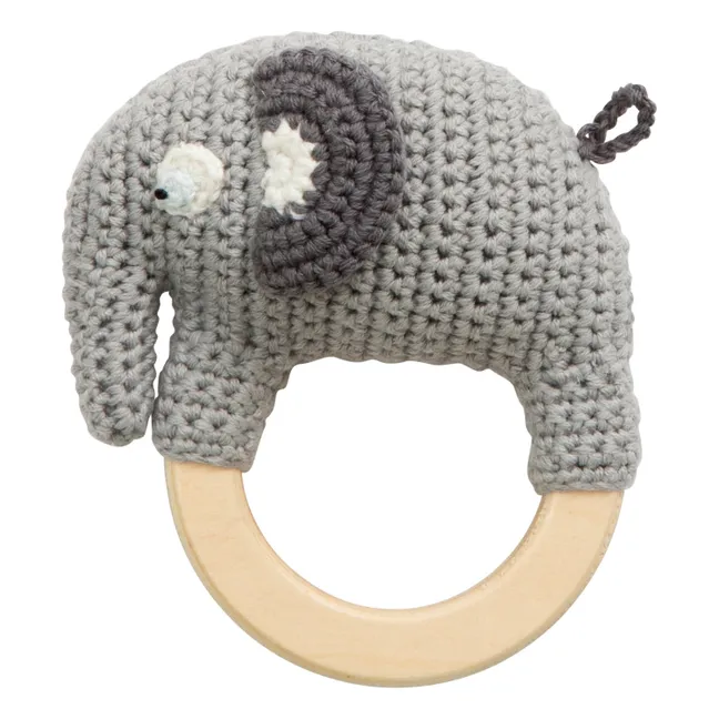 Rassel Elefant Fanto aus Bio-Baumwolle | Grau