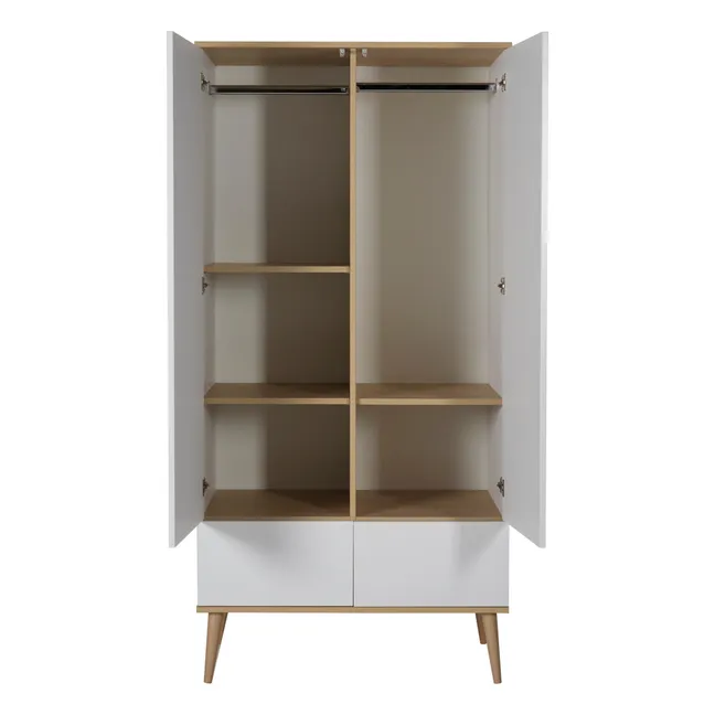 Flow Oak Wardrobe | White