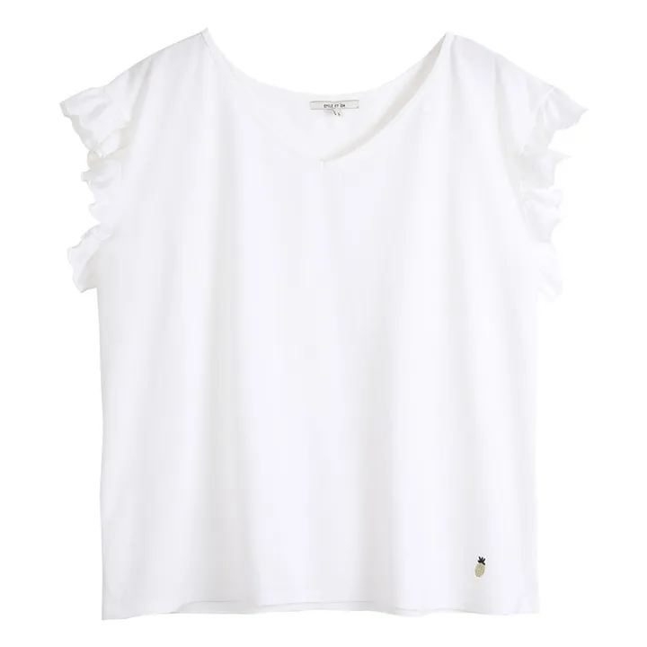 T-Shirt Col V - Collection Femme  | Ecru- Image produit n°0