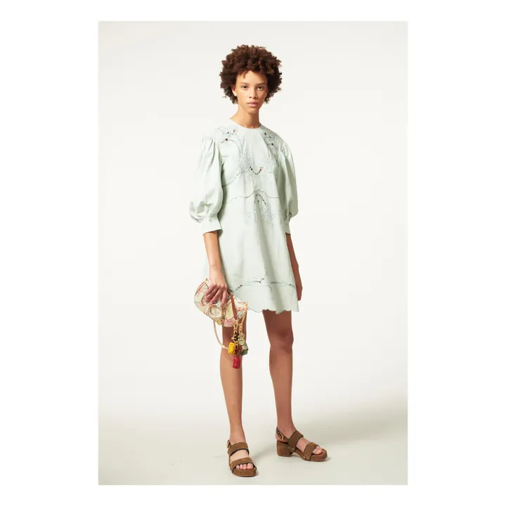 Embroidered Dress | Green water- Product image n°2