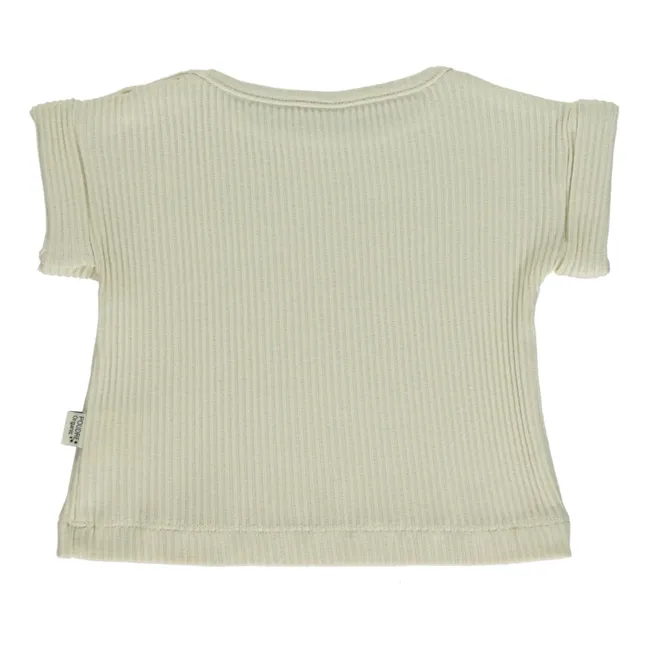 Starflower Ribbed Organic Cotton T-shirt  | Off white