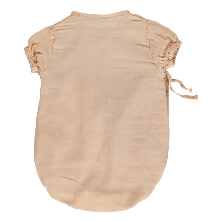 Double Organic Cotton Muslin Crossed Playsuit  | Pink- Product image n°1