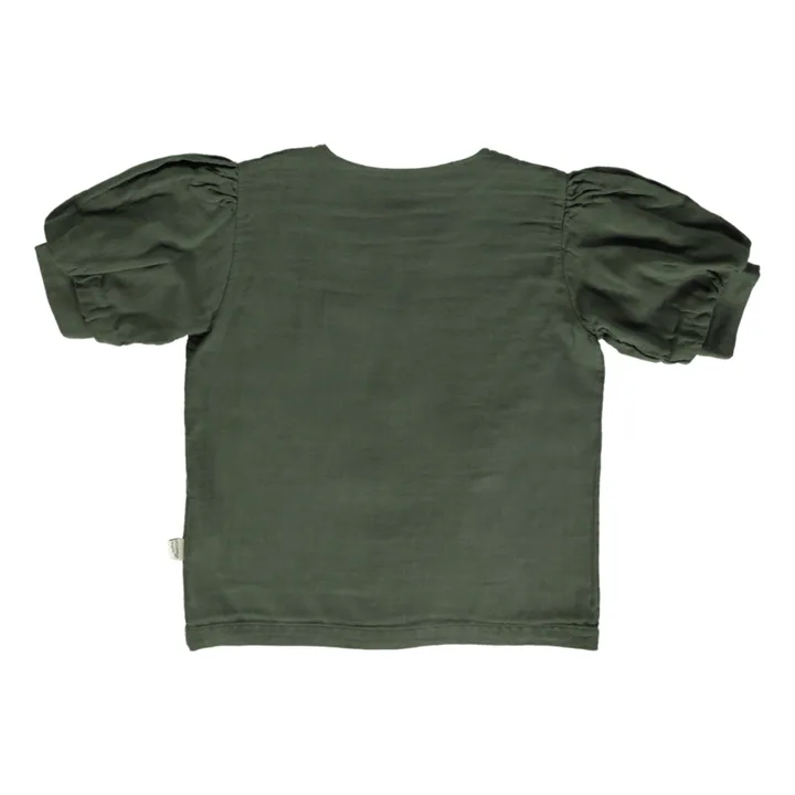 Blusa doble gasa de algodón orgánico Pera | Verde Oscuro- Imagen del producto n°5