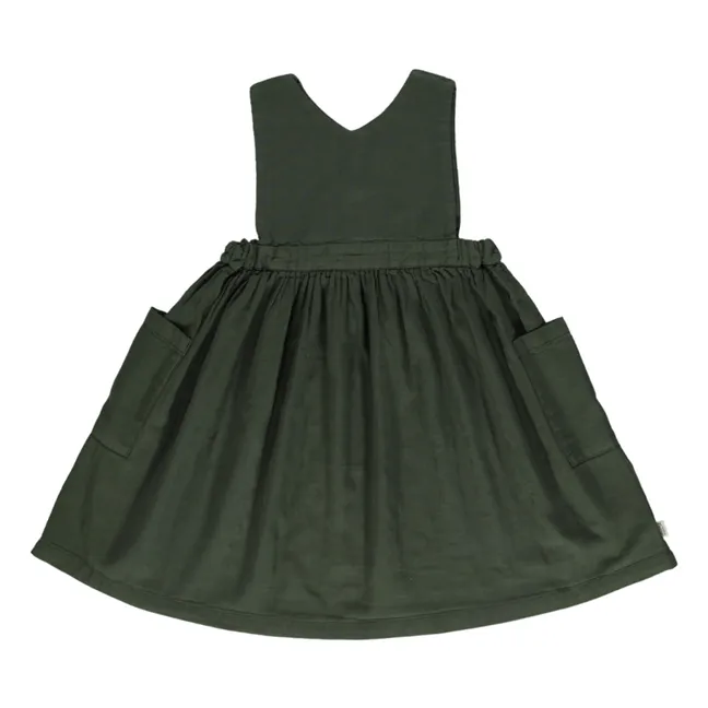 Vestido doble gasa de algodón orgánico Mangue | Verde Oscuro