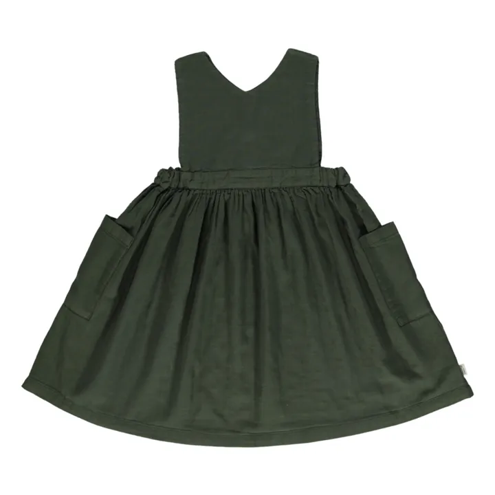 Mango Double Organic Cotton Muslin Dress  | Dark green- Product image n°0