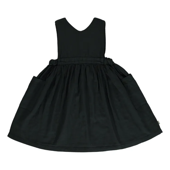 Vestido doble gasa de algodón orgánico Mangue | Negro- Imagen del producto n°0