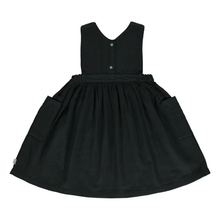 Vestido doble gasa de algodón orgánico Mangue | Negro- Imagen del producto n°1