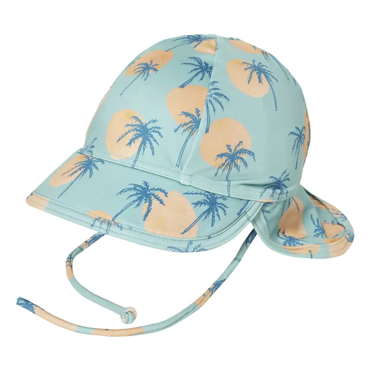 Alex Palm Tree Pattern Recycled Organic Cotton Anti-UV Hat  | Green water- Product image n°1
