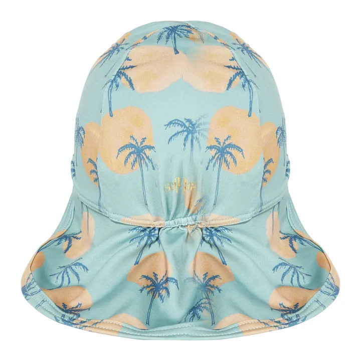 Alex Palm Tree Pattern Recycled Organic Cotton Anti-UV Hat  | Green water- Product image n°2