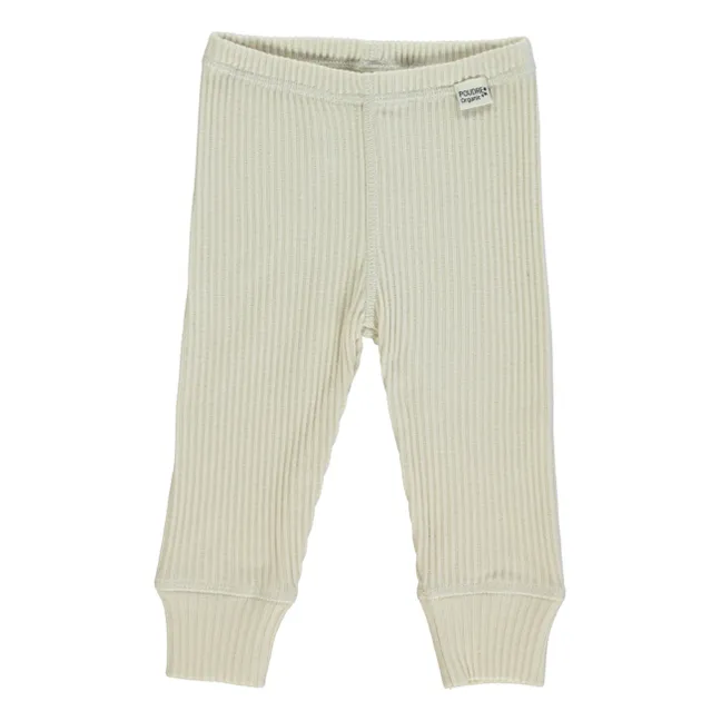 Legging Coton Bio Côtelé Basilic | Blanc cassé