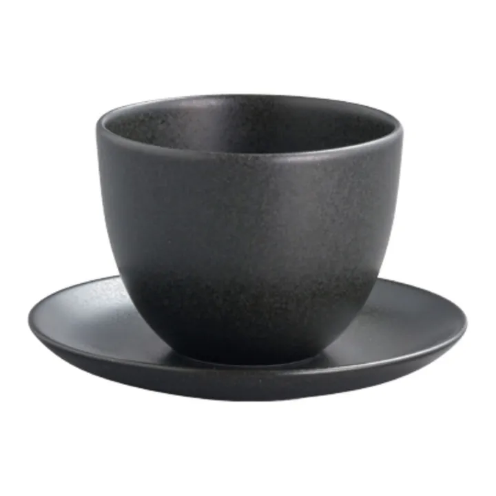 Pebble Porcelain Teacup & Saucer  | Black- Product image n°0