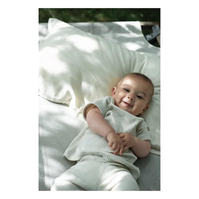 T-Shirt Coton Bio Côtelé Bourrache  | Blanc cassé