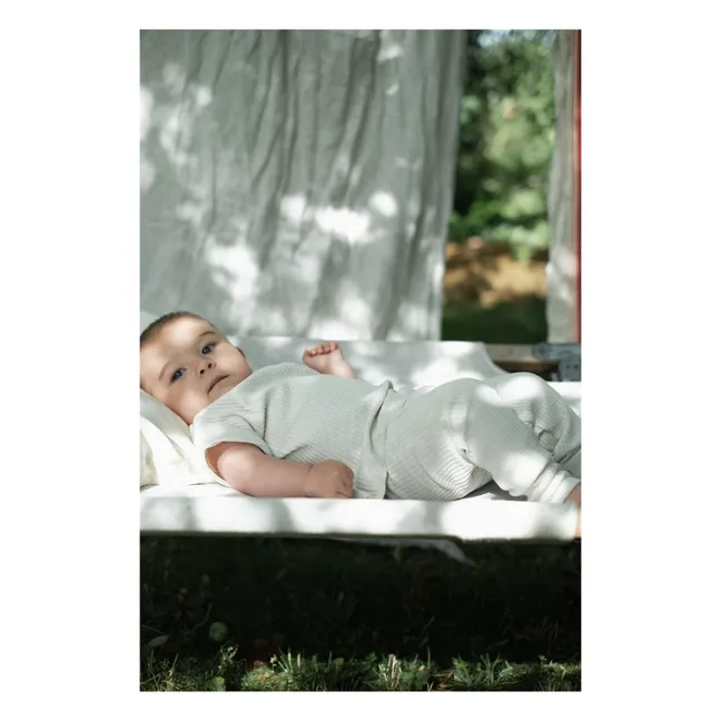 Legging Coton Bio Côtelé Basilic | Blanc cassé