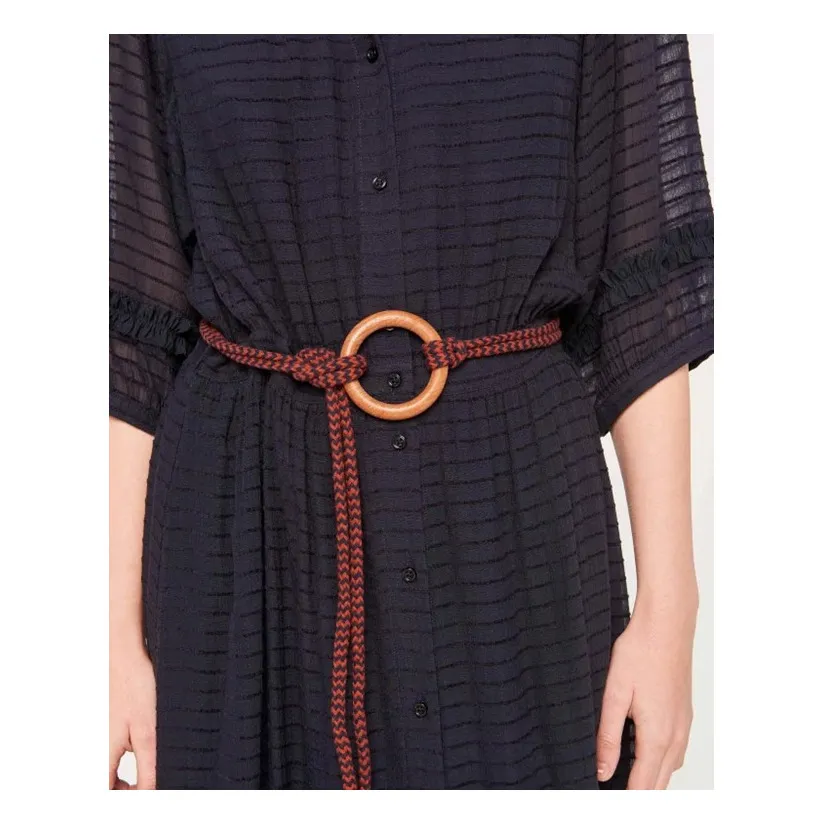 Sessùn - Belted Gold Canyon Dress - Navy blue | Smallable