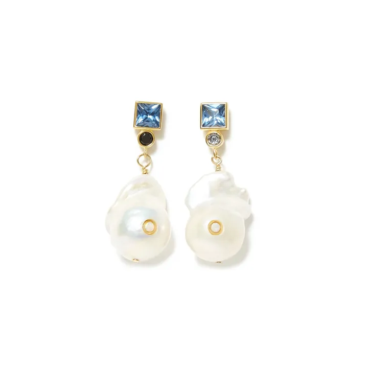 Baroque Pearl Bling Earrings  | White- Product image n°0