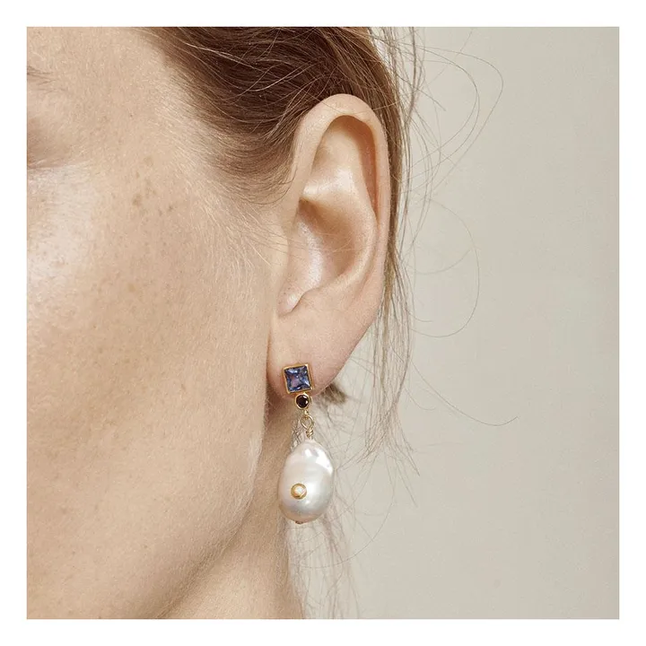 Baroque Pearl Bling Earrings  | White- Product image n°1